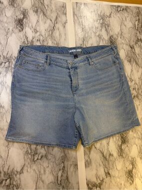 Lands' End Women's Plus Size Faded Light Blue Denim Shorts size 22W